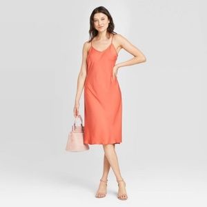 A New Day Coral Satin Slip Dress